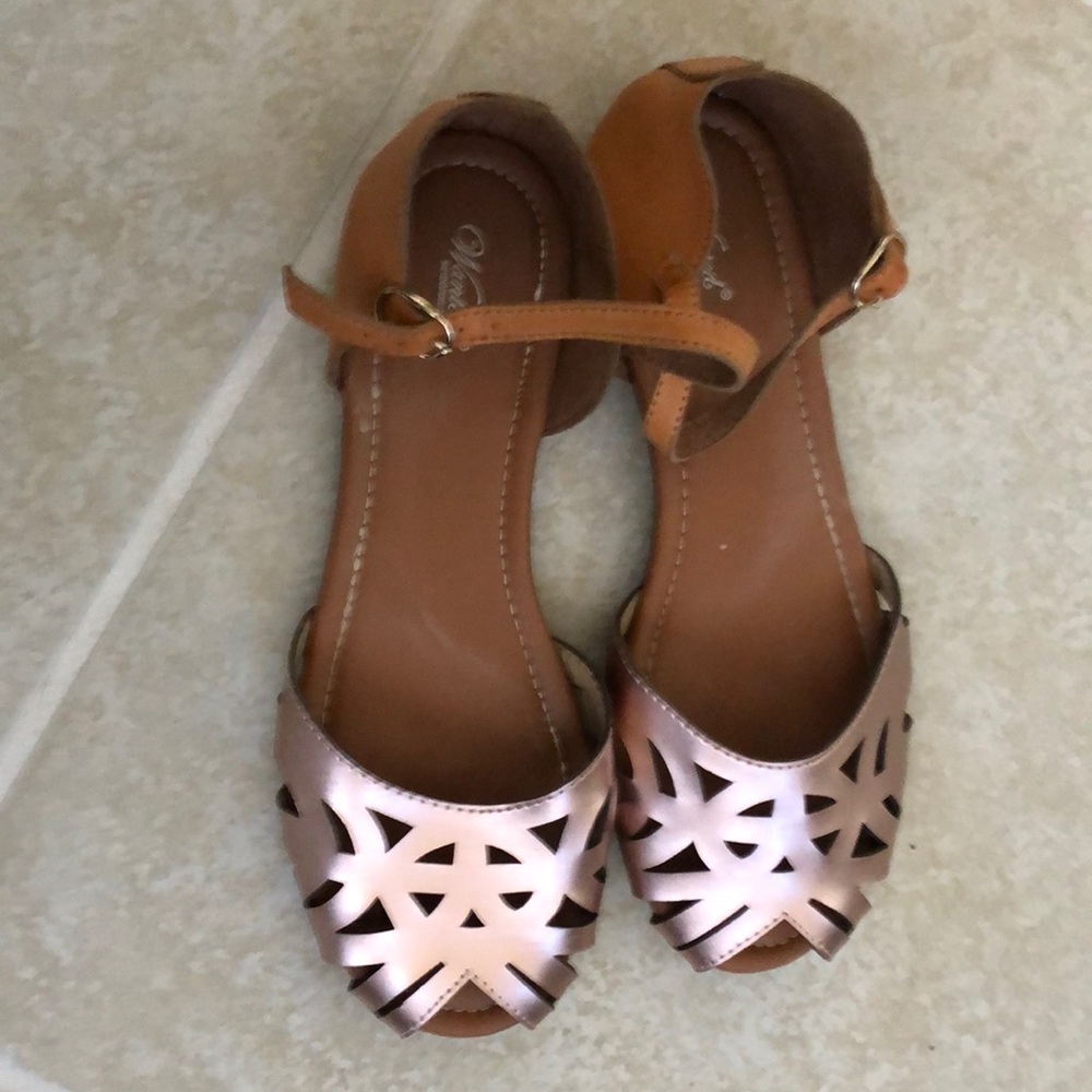 Rose gold flat sandals